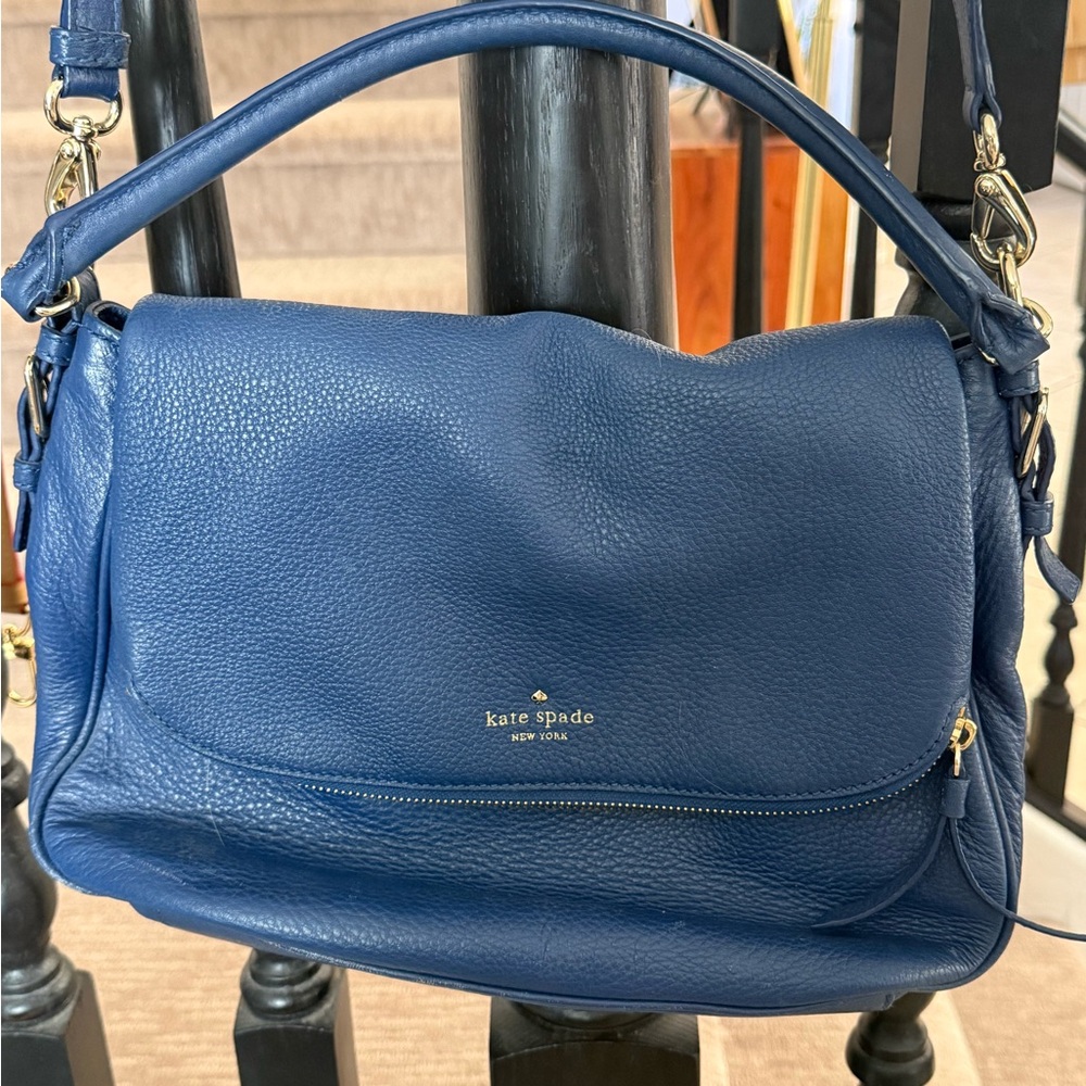 Kate Spade Blue Pebbled Leather Shoulder Bag